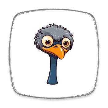 Ostrich Cute Cartoon Kawaii Watercolor Animal Pet - Square fridge magnet - white - Front