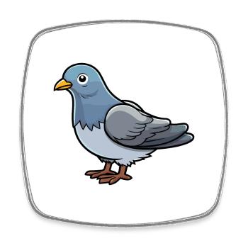 Pigeon Mignon Dessin Animé Kawaii Aquarelle Animal De Compagnie - Magnet carré - blanc - Devant