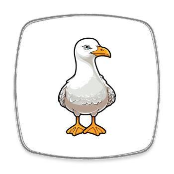 Seagull Cute Cartoon Kawaii Watercolor Animal Pet - Square fridge magnet - white - Front