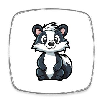 Skunk Mignon Dessin Animé Kawaii Aquarelle Animal De Compagnie - Magnet carré - blanc - Devant