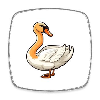 Schwan Niedliche Karikatur Kawaii Aquarell Tier Haustier - Viereckiger Kühlschrankmagnet - Weiß - Vorne