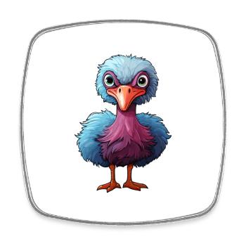 Ostrich Cute Cartoon Kawaii Watercolor Animal Pet - Square fridge magnet - white - Front