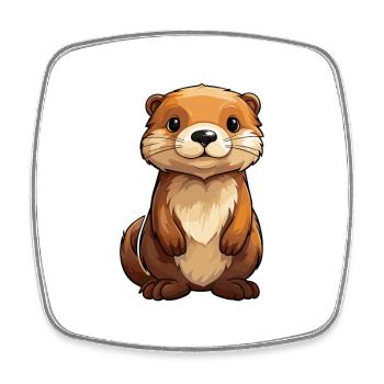 Loutre mignon dessin animé kawaii aquarelle animal animal de compagnie - Magnet carré - blanc - Devant