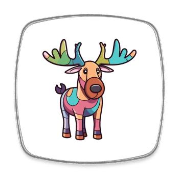 Moose Cute Cartoon Kawaii Watercolor Animal Pet - Square fridge magnet - white - Front