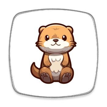 Loutre mignon dessin animé kawaii aquarelle animal animal de compagnie - Magnet carré - blanc - Devant