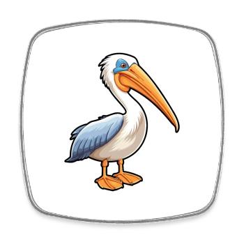 Pelikan Niedliche Karikatur Kawaii Aquarell Tier Haustier - Viereckiger Kühlschrankmagnet - Weiß - Vorne