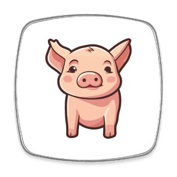 Cochon Mignon Dessin Animé Kawaii Aquarelle Animal De Compagnie - Magnet carré - blanc - Devant