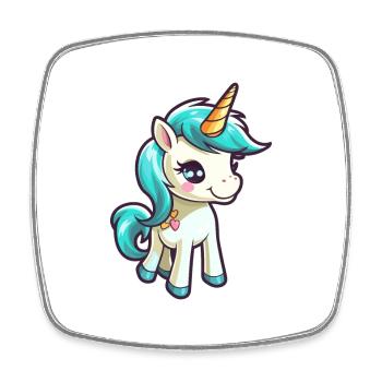 Unicorn Cute Cartoon Kawaii Watercolor Animal Pet - Square fridge magnet - white - Front