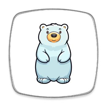 Ours polaire mignon dessin animé kawaii aquarelle Animal P - Magnet carré - blanc - Devant