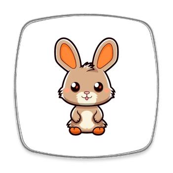 Kaninchen niedliche Karikatur Kawaii Aquarell Tier Haustier - Viereckiger Kühlschrankmagnet - Weiß - Vorne