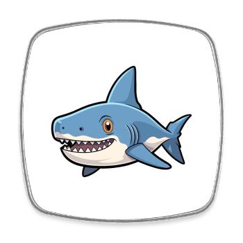 Shark Cute Cartoon Kawaii Watercolor Animal Pet - Square fridge magnet - white - Front