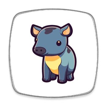 Tapir Cute Cartoon Kawaii Watercolor Animal Pet - Square fridge magnet - white - Front