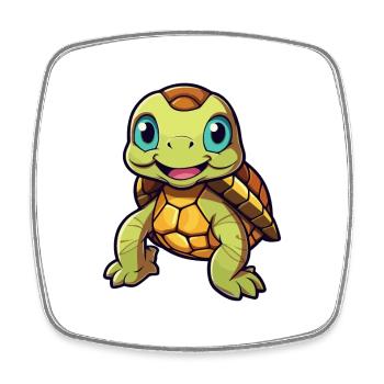 Turtle Cute Cartoon Kawaii Watercolor Animal Pet - Square fridge magnet - white - Front