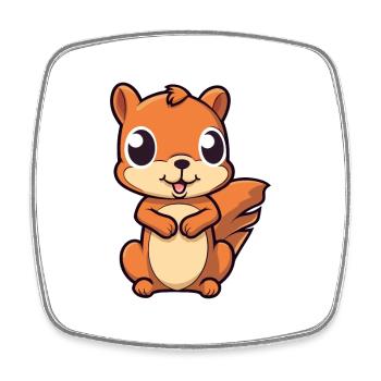 Squirrel Cute Cartoon Kawaii Watercolor Animal Pet - Square fridge magnet - white - Front