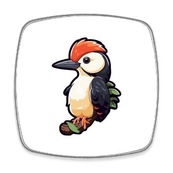 Pic mignon dessin animé kawaii aquarelle Animal P - Magnet carré - blanc - Devant