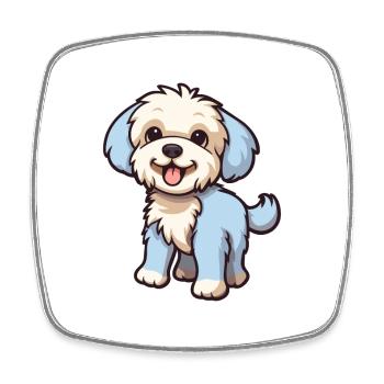 Chien Mignon Dessin Animé Kawaii Aquarelle Animal De Compagnie - Magnet carré - blanc - Devant