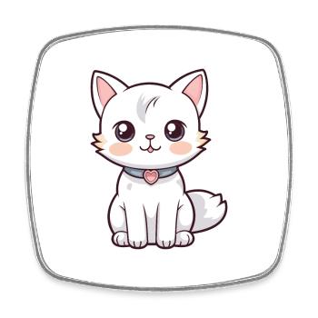 Katze niedliche Karikatur Kawaii Aquarell Tier Haustier - Viereckiger Kühlschrankmagnet - Weiß - Vorne