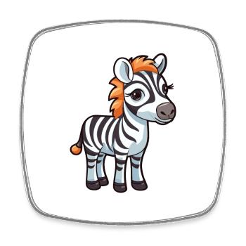 Zebra Cute Cartoon Kawaii Watercolor Animal Pet - Square fridge magnet - white - Front