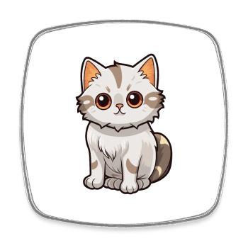 Katze niedliche Karikatur Kawaii Aquarell Tier Haustier - Viereckiger Kühlschrankmagnet - Weiß - Vorne