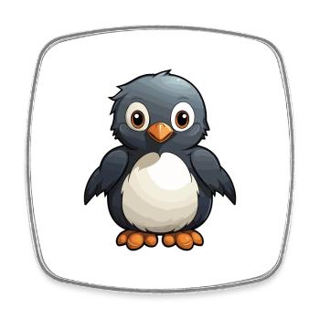 Pinguin Niedliche Karikatur Kawaii Aquarell Tier Haustier - Viereckiger Kühlschrankmagnet - Weiß - Vorne