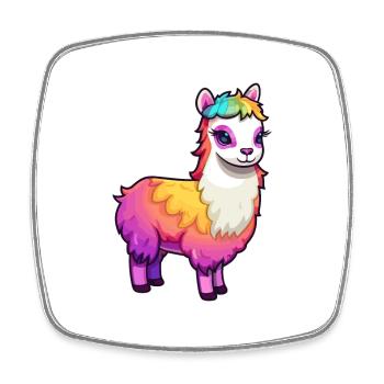 Llama Cute Cartoon Kawaii Watercolor Animal Pet - Square fridge magnet - white - Front