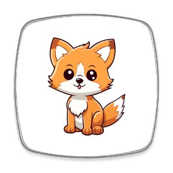 Fuchs Niedliche Karikatur Kawaii Aquarell Tier Haustier - Viereckiger Kühlschrankmagnet - Weiß - Vorne