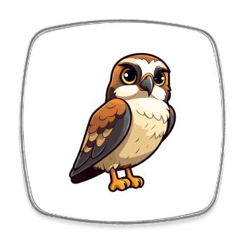 Falcon Cute Cartoon Kawaii Watercolor Animal Pet - Square fridge magnet - white - Front