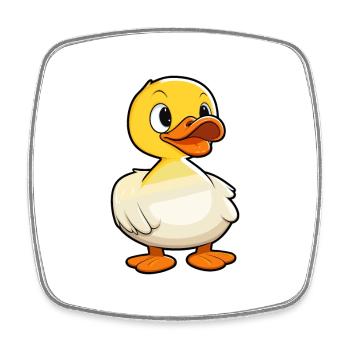 Duck Cute Cartoon Kawaii Watercolor Animal Pet - Square fridge magnet - white - Front