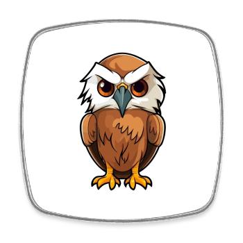 Hawk Cute Cartoon Kawaii Watercolor Animal Pet - Square fridge magnet - white - Front
