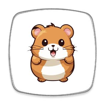 Hamster Niedliche Karikatur Kawaii Aquarell Tier Haustier - Viereckiger Kühlschrankmagnet - Weiß - Vorne