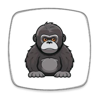 Gorilla Cute Cartoon Kawaii Watercolor Animal Pet - Square fridge magnet - white - Front