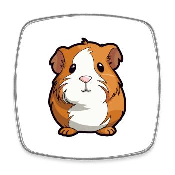 Guinea Pig Cute Cartoon Kawaii Watercolor Animal P - Square fridge magnet - white - Front