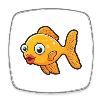 Fish Cute Cartoon Kawaii Watercolor Animal Pet - Square fridge magnet - white - Front