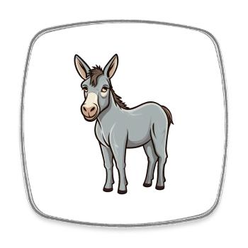 Âne mignon dessin animé kawaii aquarelle Animal de compagnie - Magnet carré - blanc - Devant