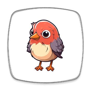 Cuckoo Cute Cartoon Kawaii Watercolor Animal Pet - Square fridge magnet - white - Front