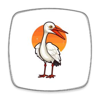 Grue Mignon Dessin Animé Kawaii Aquarelle Animal De Compagnie - Magnet carré - blanc - Devant