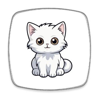 Katze niedliche Karikatur Kawaii Aquarell Tier Haustier - Viereckiger Kühlschrankmagnet - Weiß - Vorne