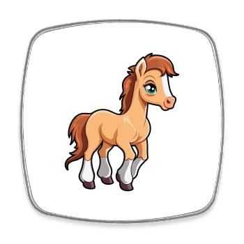 Pferd niedliche Karikatur Kawaii Aquarell Tier Haustier - Viereckiger Kühlschrankmagnet - Weiß - Vorne