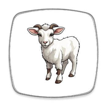 Chèvre mignon dessin animé kawaii aquarelle Animal de compagnie - Magnet carré - blanc - Devant