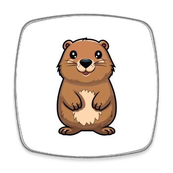 Marmotte mignon dessin animé kawaii aquarelle Animal Pe - Magnet carré - blanc - Devant