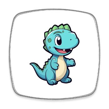 Dinosaurier niedliche Karikatur Kawaii Aquarell Tier Haustier - Viereckiger Kühlschrankmagnet - Weiß - Vorne