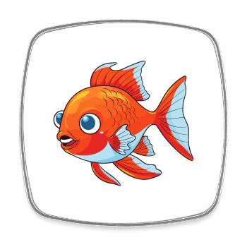 Fish Cute Cartoon Kawaii Watercolor Animal Pet - Square fridge magnet - white - Front