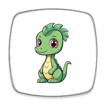 Dragon Cute Cartoon Kawaii Watercolor Animal Pet - Square fridge magnet - white - Front