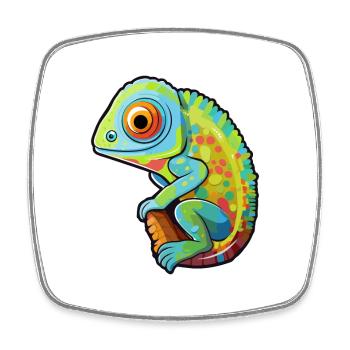Caméléon Mignon Dessin Animé Kawaii Aquarelle Animal Pe - Magnet carré - blanc - Devant