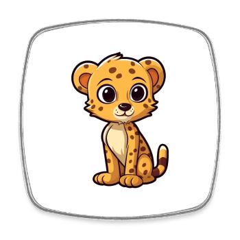 Guépard mignon dessin animé kawaii aquarelle animal de compagnie - Magnet carré - blanc - Devant