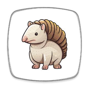 Armadillo Cute Cartoon Kawaii Watercolor Animal Pe - Square fridge magnet - white - Front