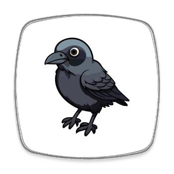 Corbeau mignon dessin animé kawaii aquarelle animal animal de compagnie - Magnet carré - blanc - Devant