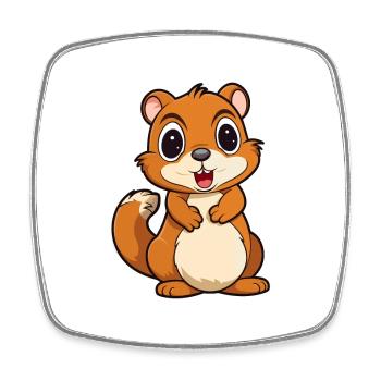 Chipmunk Mignon Dessin Animé Kawaii Aquarelle Animal de compagnie - Magnet carré - blanc - Devant