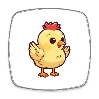Chicken Cute Cartoon Kawaii Watercolor Animal Pet - Square fridge magnet - white - Front