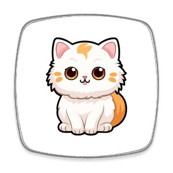 Katze niedliche Karikatur Kawaii Aquarell Tier Haustier - Viereckiger Kühlschrankmagnet - Weiß - Vorne